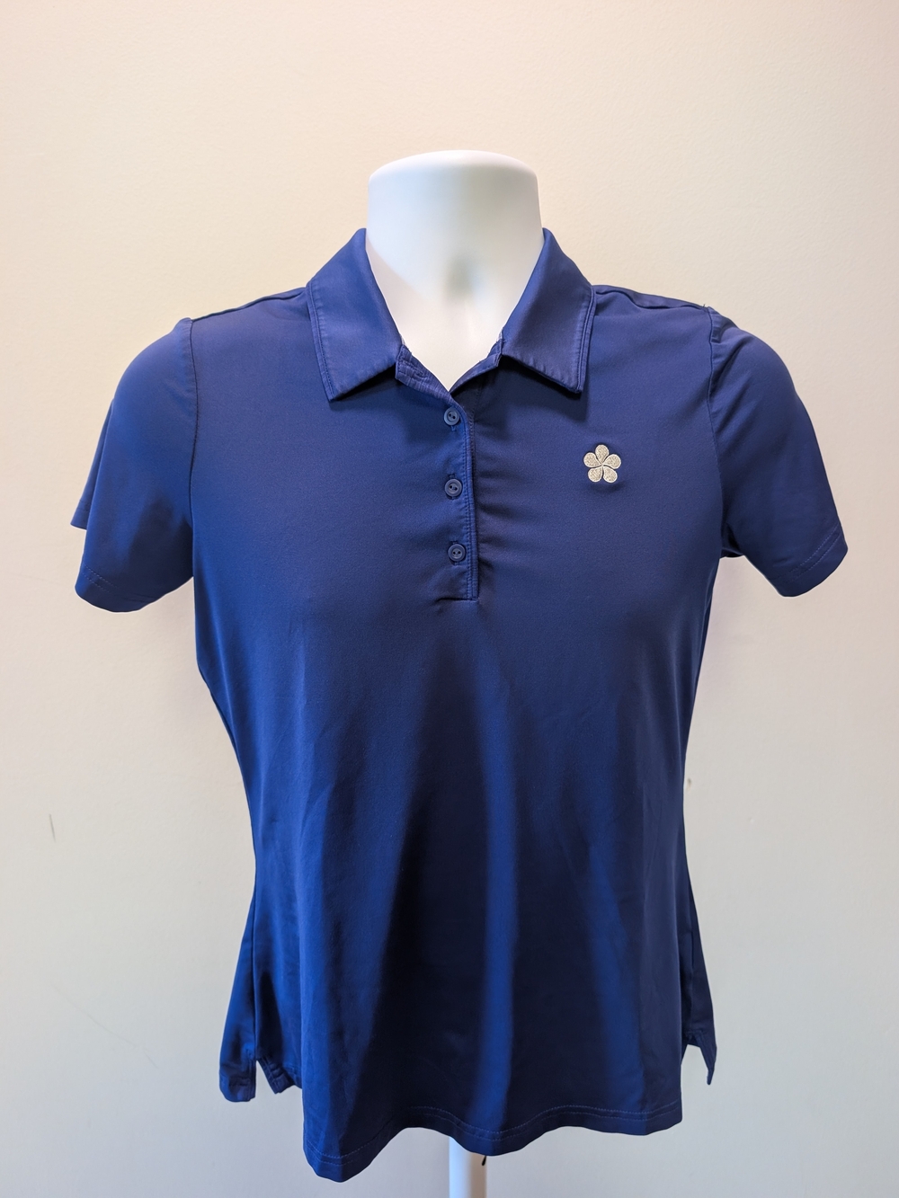 adidas Women's Navy Short-Sleeve Polo with Punaho Flower Athletics